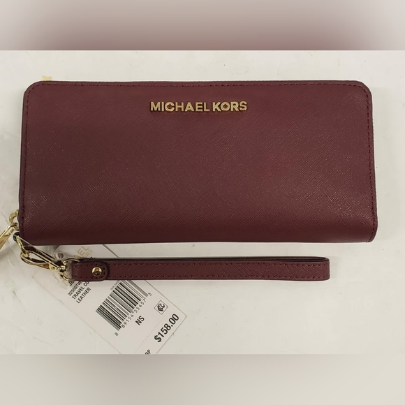 Michael Kors Jet Set Travel Continental Zip Around Leather Wallet Wristlet NWT - Picture 1 of 13